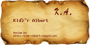 Klár Albert névjegykártya