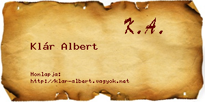 Klár Albert névjegykártya