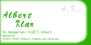 albert klar business card